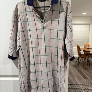 Vintage 1990’s men’s XXL ‘Cross Creek’ 100% cotton grey striped polo shirt